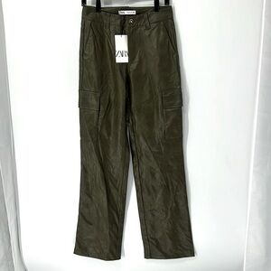 Zara NWT Full Length Faux Leather Pants 4